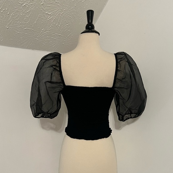 Forever 21 Sheer Puff Sleeve Cropped Top - Picture 3 of 6